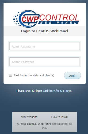 登录CWP控制面板 CetOS WebPanel