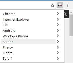 User-Agent Switcher for Chrome扩展：选择搜索引擎蜘蛛访问该网站