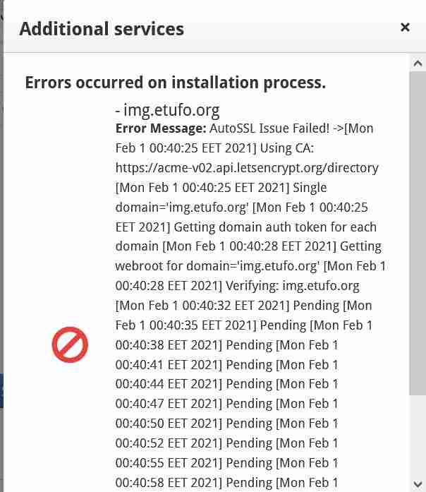 解决安装Let’s Encrypt证书Error Message: AutoSSL Issue Failed