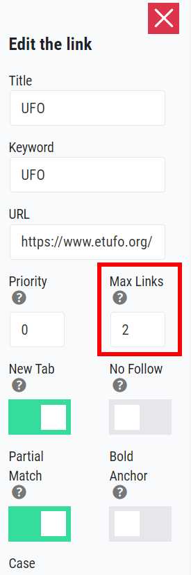 同样的网址链接，不同的关键词（优先级可能无效），第2次添加的相同链接可能需要设置Max Links匹配2次，以此类推。 第2张