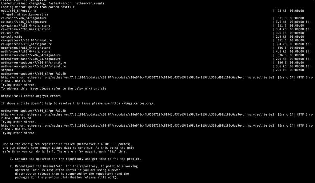 解决yum update Repodata repomd xml Errno 14 HTTPS Error 404 – Not Found