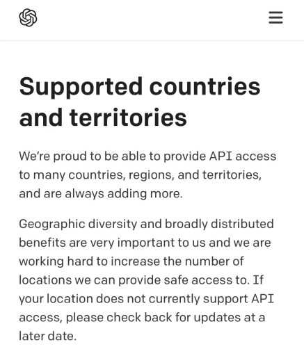 В каких странах доступен ChatGPT? Какой регион может поддерживать учетная запись OpenAI?лист 2