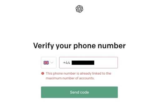 ChatGPT提示This phone number is already linked to the maximum number of accounts如何解决？
