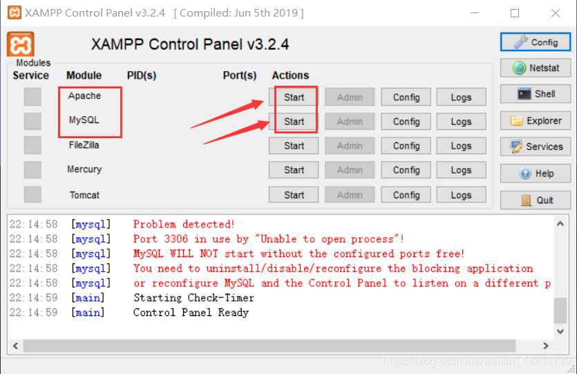 XAMPP中的MySQL服务刚启动后一会又自动关闭如何解决？