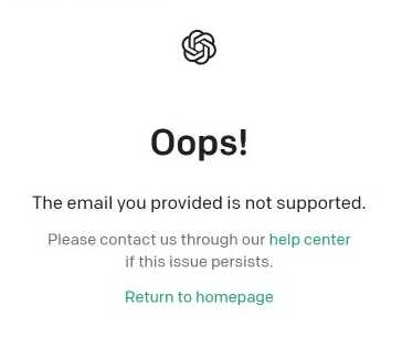 如何解决ChatGPT出现The email you provided is not supported？